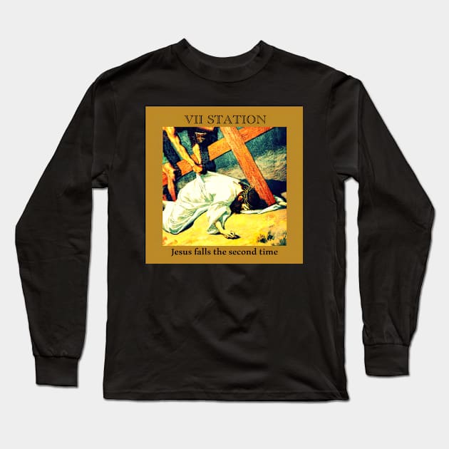 Stations of the Cross -  Via Crucis #7 of 15 Long Sleeve T-Shirt by hispanicworld